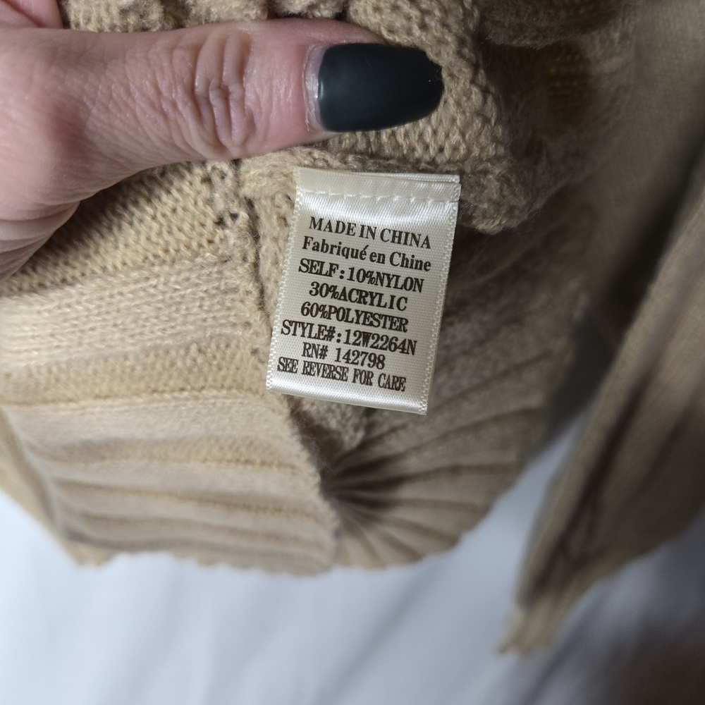 NWT New In Beige Mock Neck Balloon Sleeve Knit Sweater - Picture 5 of 7